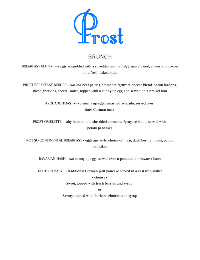 Page 2 of Prost Menu
