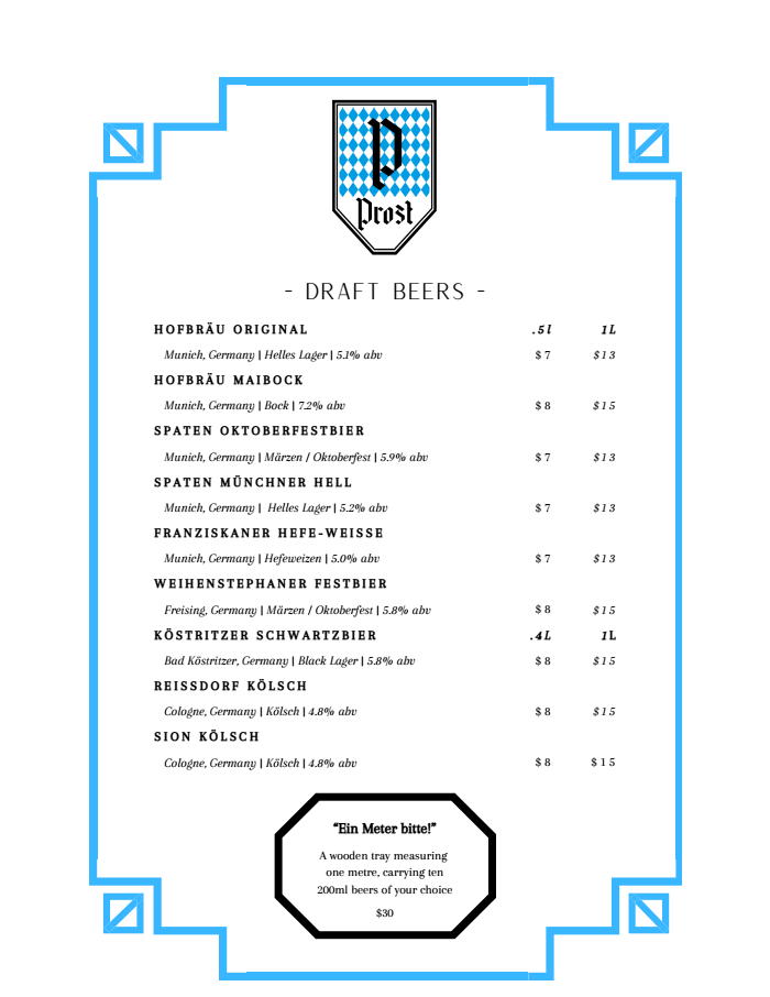 Page 3 of Prost Menu