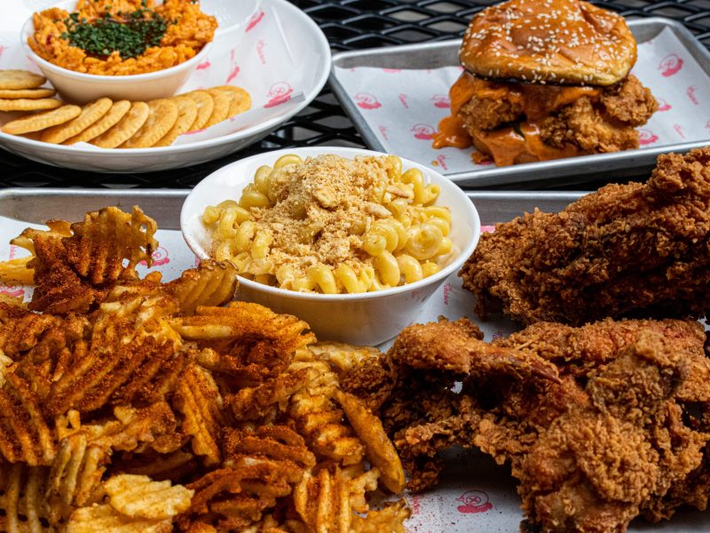 Fried chicken, macaroni and cheese, and pimento cheese from Little Chicken in Washington, D.C.