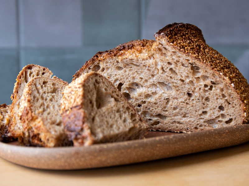 A sliced loaf of bread from Manifest Bread in Riverdale Park, Maryland.