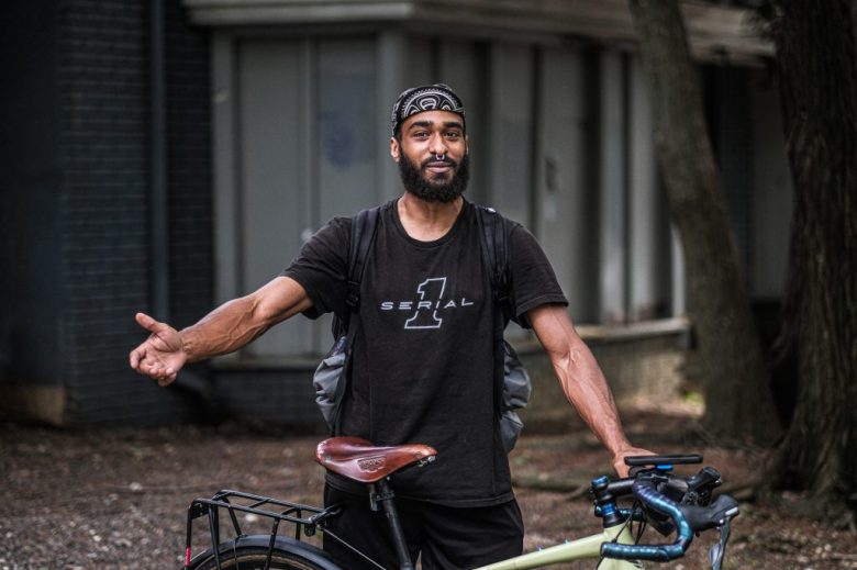 Josh Cavallero, who documents his deliveries by bicycle on Instagram @bikingdc