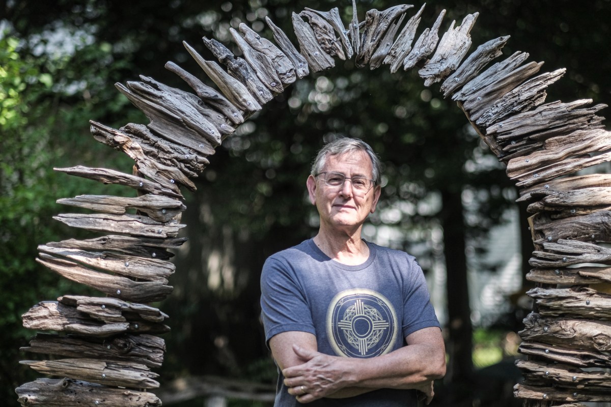 Rick LaRue, operator of Chesapeake Drift Studio, in his Silver Spring yard