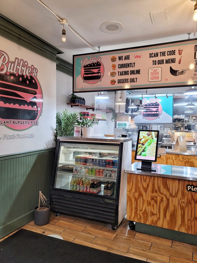 The interior of Bubbie's Plant Burgers on M Street NW in Washington, D.C.