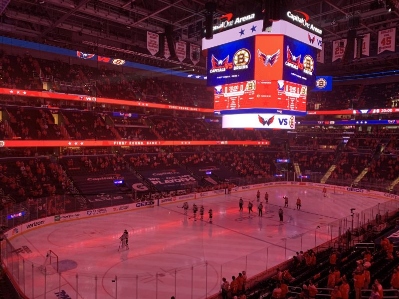 The Washington Capitals play the Boston Bruins at Capital One Arena on May 15, 2021.