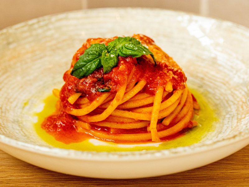 Spaghetti alla chitarra with tomato sauce at Claudio's Table in Washington, D.C.