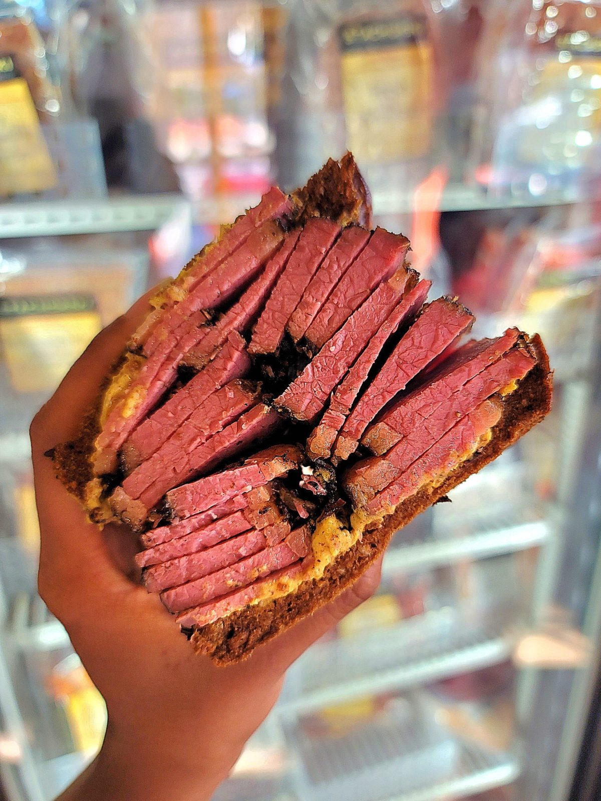 The pastrami sandwich on pumpernickel at Stachowski's Market in Washington, D.C.