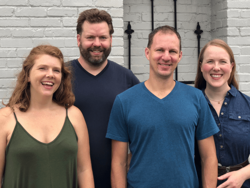 Photo of Krissi Humbard, Matt Humbard, Matthew Geist, and Lauren Geist courtesy of Patent Brewing Company